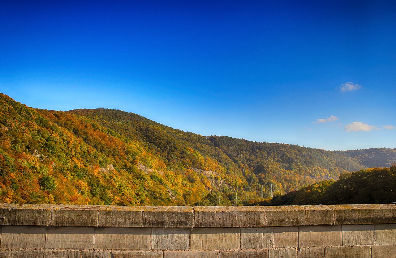 Siena, Edersee, Barjerinė Siena, Užtvankos, Kraštovaizdis, Dangus, Žalias, Mūra, Medžiai, Gamta