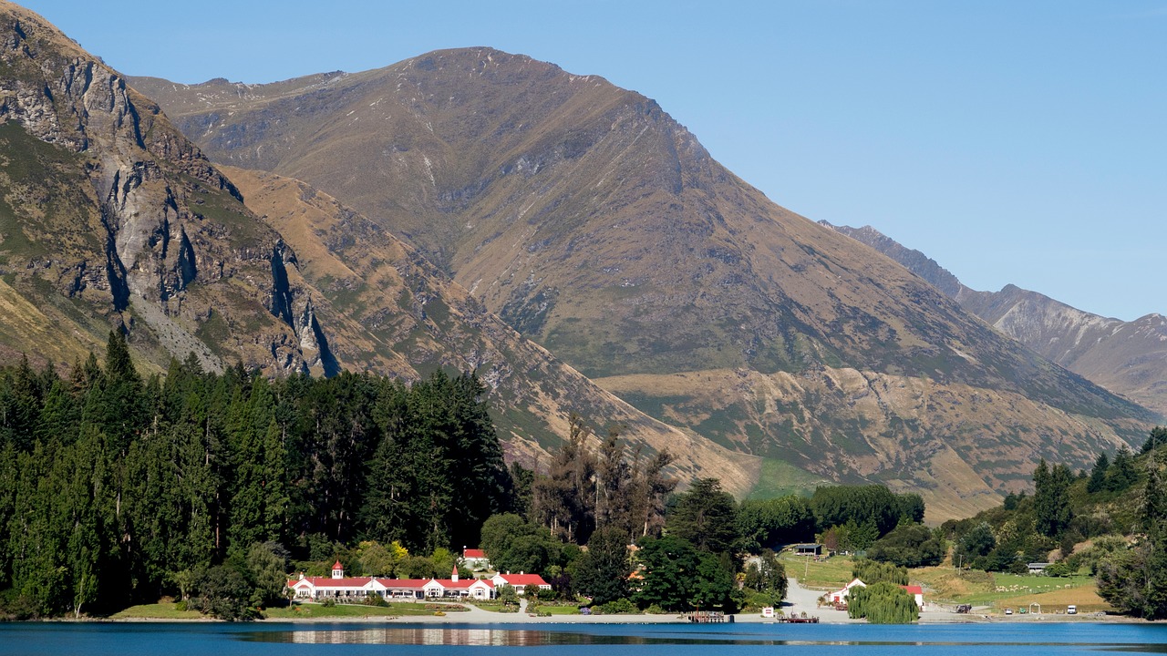 Walterio Piko Ūkis, Ūkis, Walterio Smailė, Ežeras Wakatipu, Kruizas, Ežeras, Sodyba, Avys, Kalnai, Pietų Sala