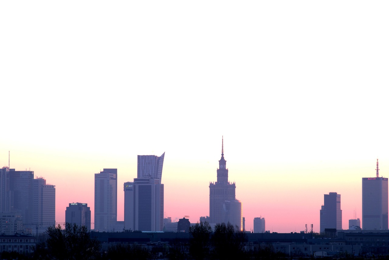 Varšuva, Kapitalo, Lenkija, Dangoraižiai, Antstatas, Centras, Architektūra, Saulėtekis, Rytas, Ryte