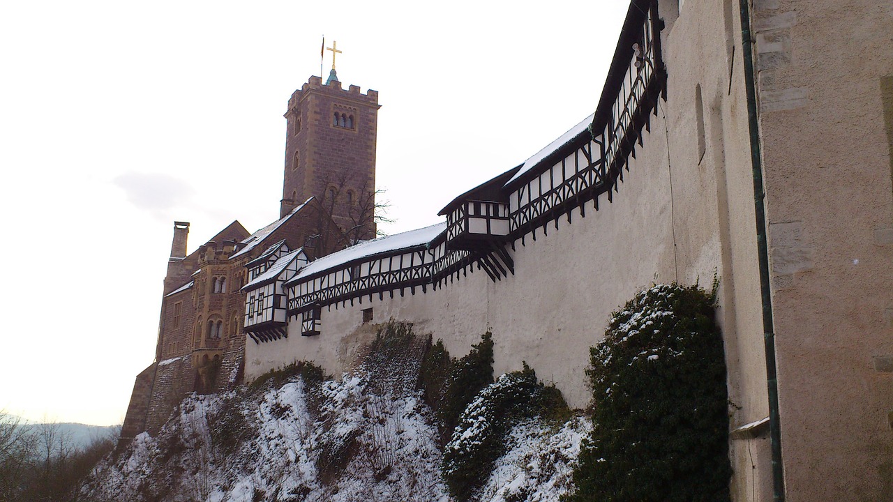 Wartburg Pilis, Eisenach, Žiema, Pilis, Turingijos Federalinė Žemė, Viduramžiai, Vokietija, Kultūros Paveldas, Liuteris, Tiuringijos Miškas