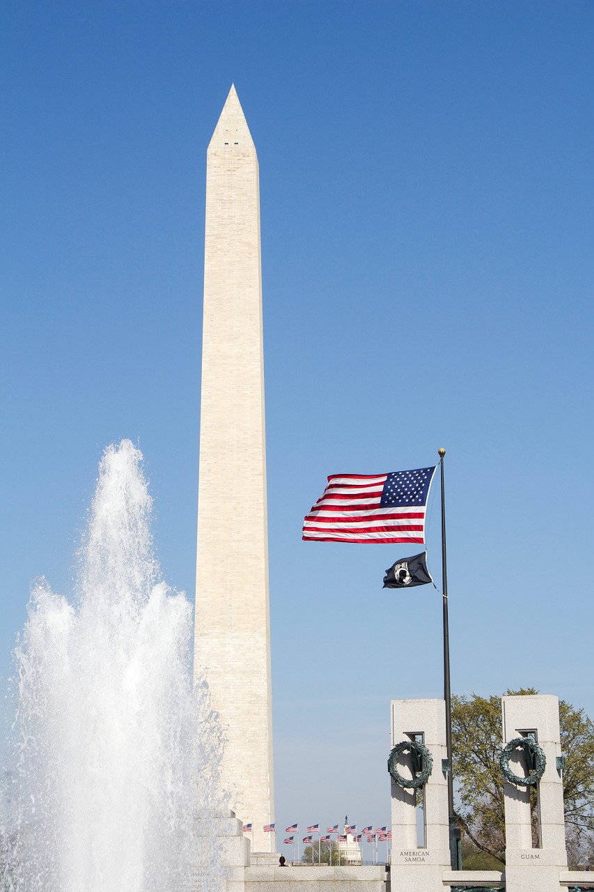 Vašingtono Paminklas, Usa, Vėliava, Atminimas, Fontanas, Flagpole, Vašingtonas, Amerikietis, Dc, Paminklas