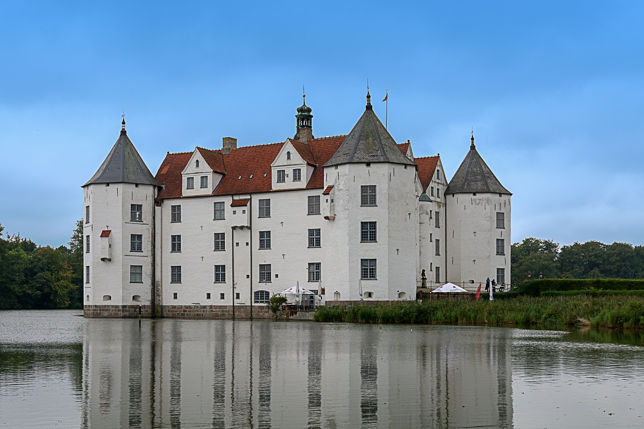 Wasserschloss Glücksburg, Kilnus, Senas, Senovės Laikai, Senovinis, Moat, Glücksburg, Kasti, Dvaro Rūmai, Dominuojanti Sėdynė