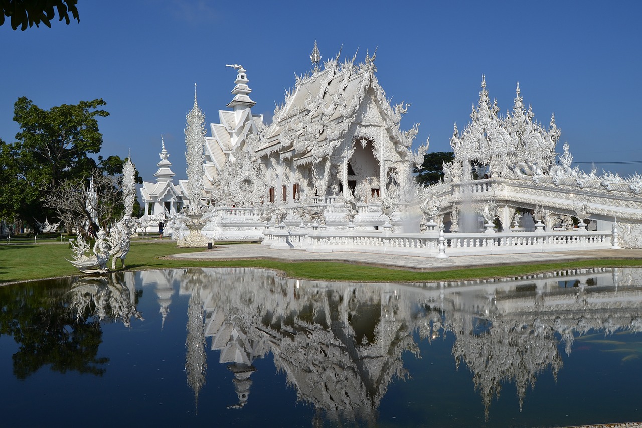 Wat Rong Khun,  Balta Šventykla,  Tailandas,  Centrine Azija,  Chiang Rai,  Šventykla,  Tajų,  Religija,  Asija,  Senovės