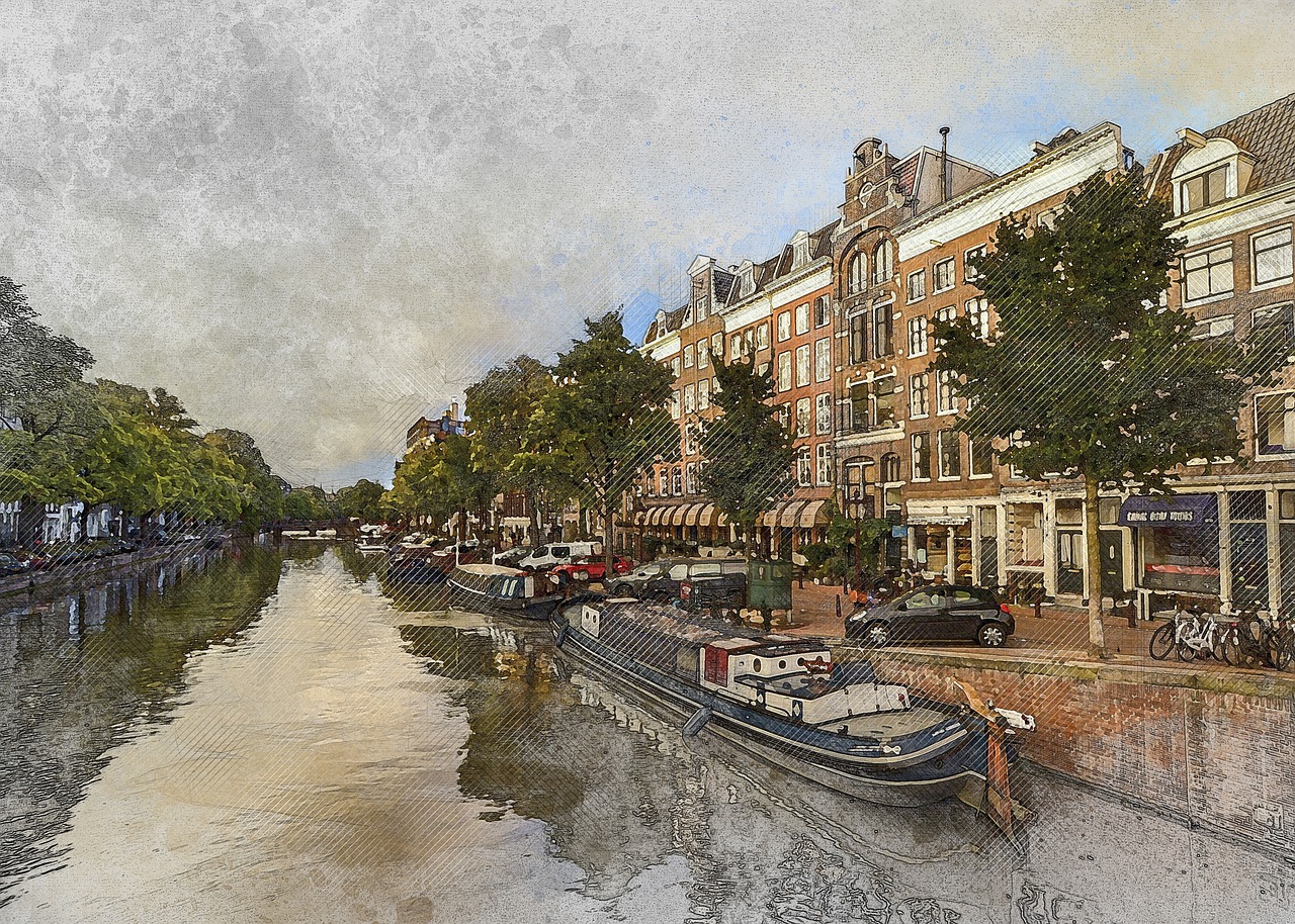 Vanduo, Miestas, Amsterdamas, Architektūra, Miestas, Kelionė, Kanalas, Turizmas, Europa, Orientyras