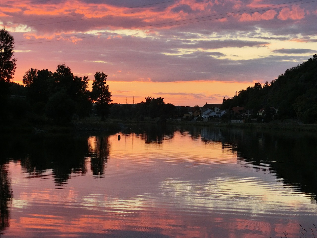 Vanduo, Afterglow, Kraštovaizdis, Saulėlydis, Apmąstymai, Nuotaika, Dangus, Atmosfera, Raudona, Oranžinė