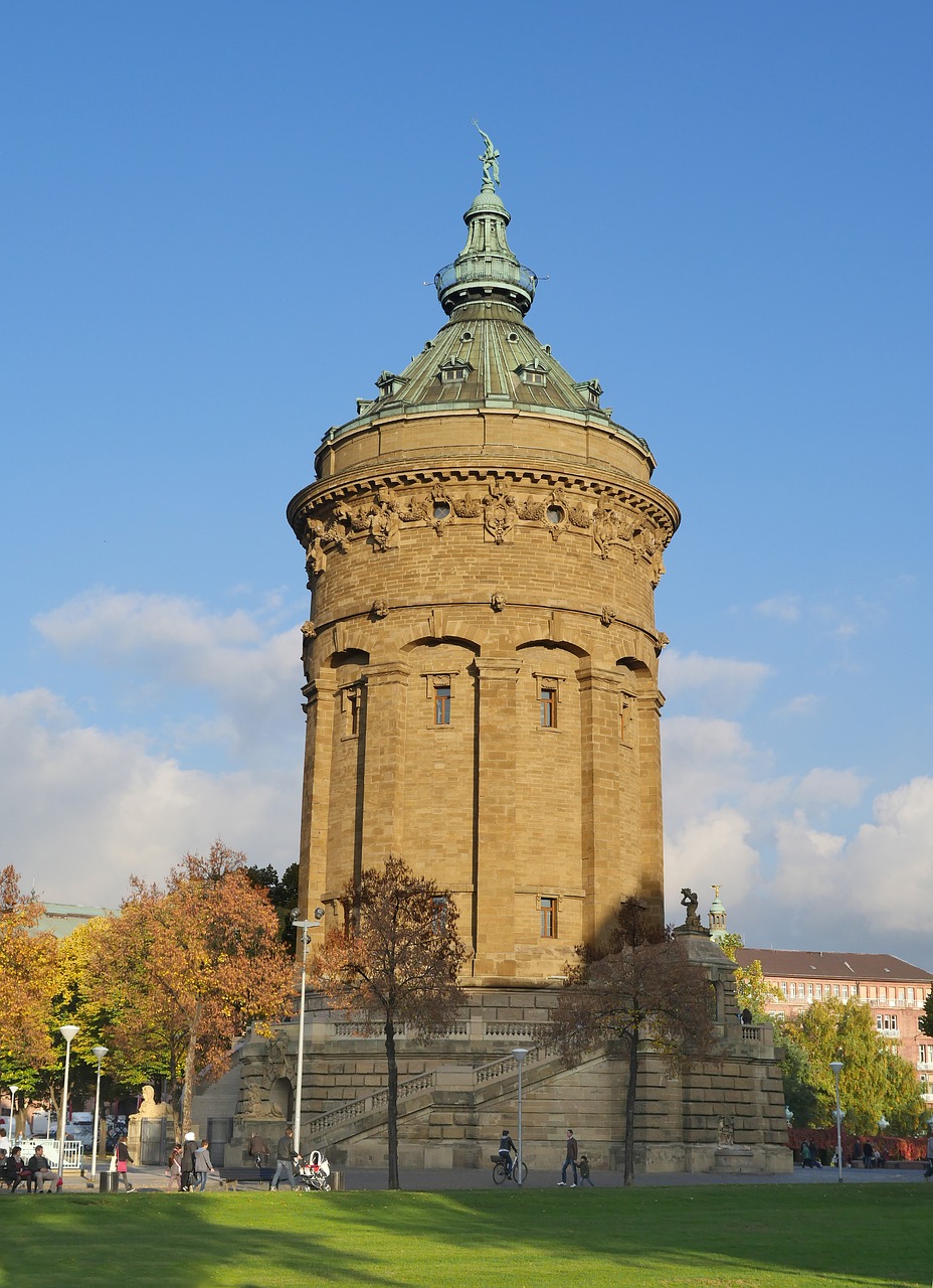 Vandens Bokštas, Art Nouveau, Manheimas, Orientyras, 19, Amžius, Bokštas, Architektūra, Žalia Zona, Lankytinos Vietos