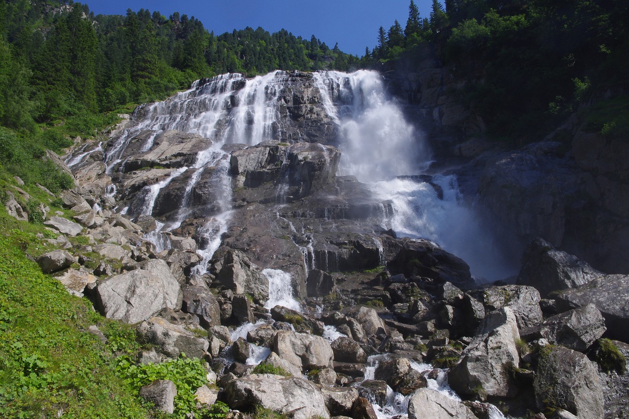 Krioklys, Ötztal, Gamta, Laukiniai, Vasara, Tyrol, Vanduo, Kalnai, Austria, Kraštovaizdis