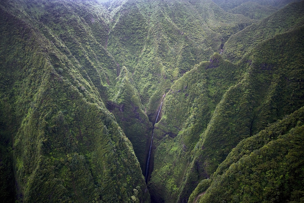 Krioklys, Kalnai, Kraštovaizdis, Hawaii, Sala, Kauai, Vaizdingas, Peizažas, Žalias, Gamta