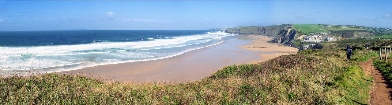 Watergate Bay, Cornwall, Įlanka, Anglija, Jūra, Watergate, Papludimys, Britanija, Kranto, Pakrantės