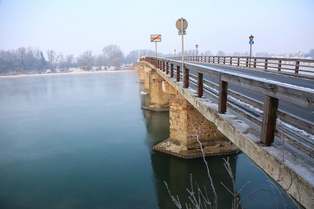 Vandenys,  Upė,  Tiltas,  Atspindys,  Dangus,  Gamta,  Architektūra,  Užeiga,  Innbrücke,  Schärding