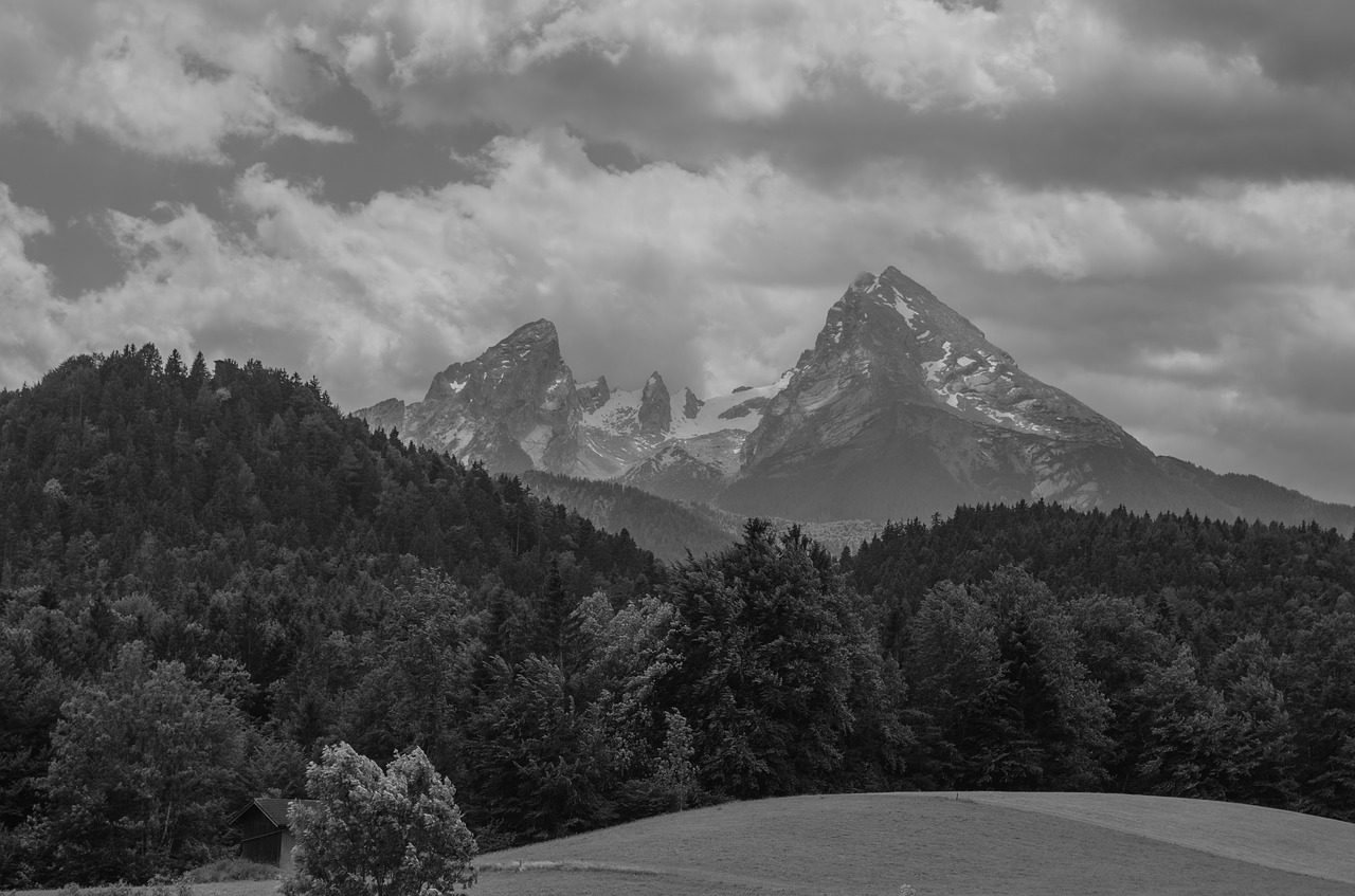 Watzmann, Berchtesgadener Žemės, Juoda Balta, Alpių, Kraštovaizdis, Gamta, Rokas, Debesys, Žygiai, Mistinis