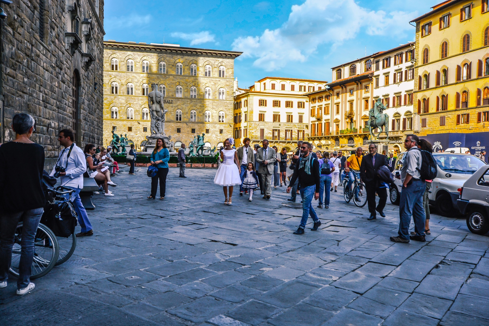 Vestuvės,  Nuotaka,  Šeima,  Italy,  Florencija,  Saulėtas,  Piazza,  Švesti,  Šventė,  Firenze