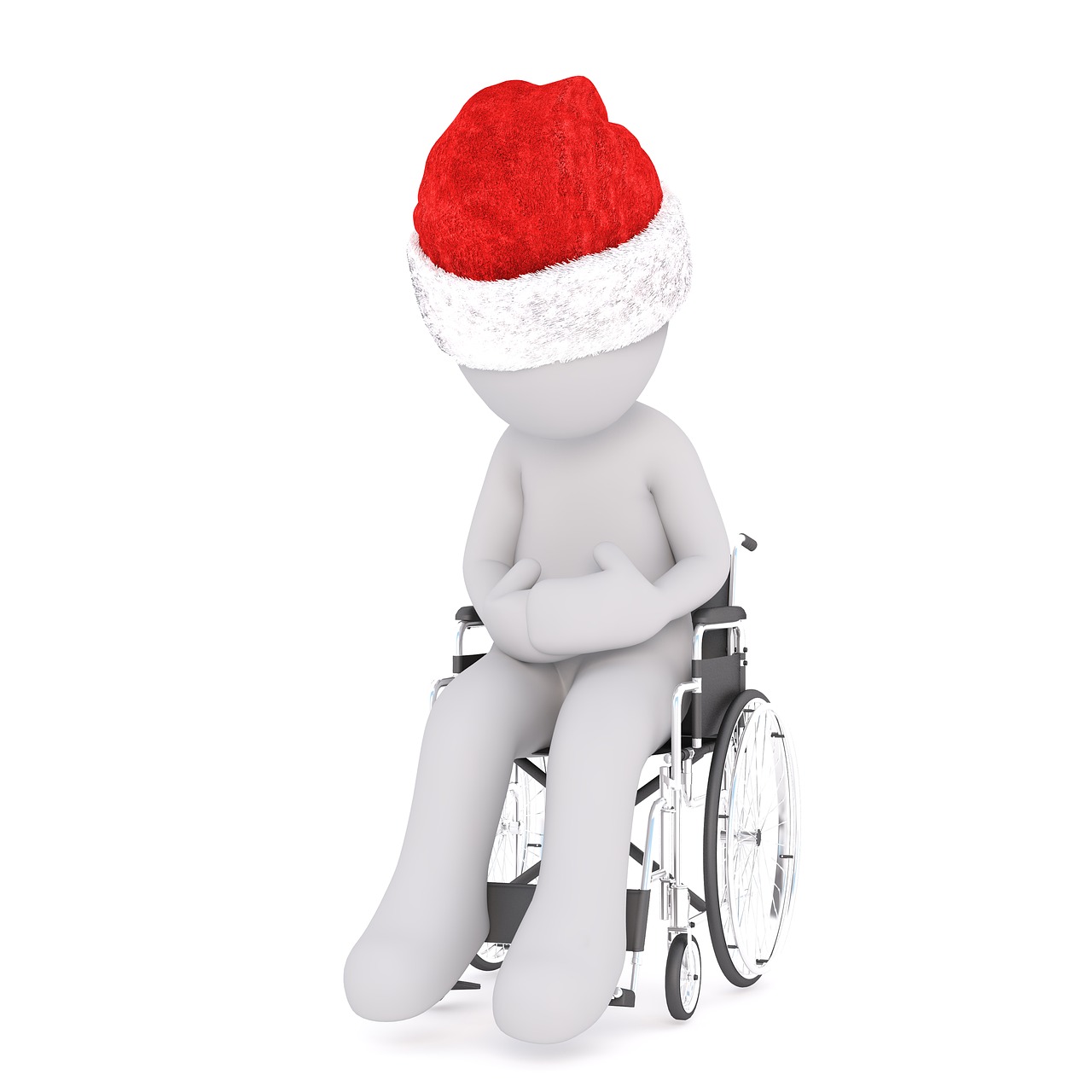 Baltas Vyriškas, 3D Modelis, Viso Kūno, 3D Santa Hat, Kalėdos, Santa Skrybėlė, 3D, Balta, Izoliuotas, Neįgaliųjų Vežimėlis