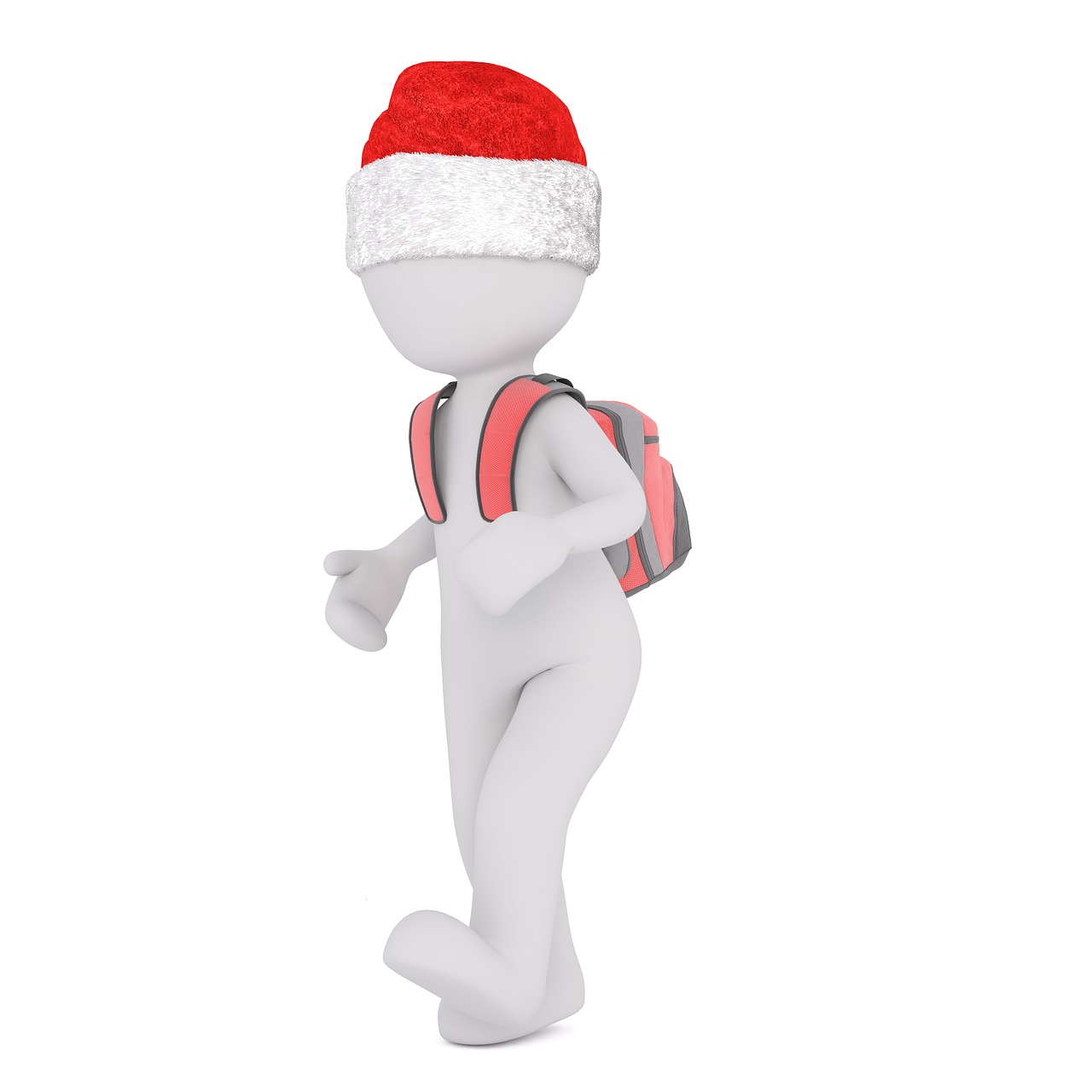 Baltas Vyriškas, 3D Modelis, Izoliuotas, 3D, Modelis, Viso Kūno, Balta, Santa Skrybėlė, Kalėdos, 3D Santa Hat