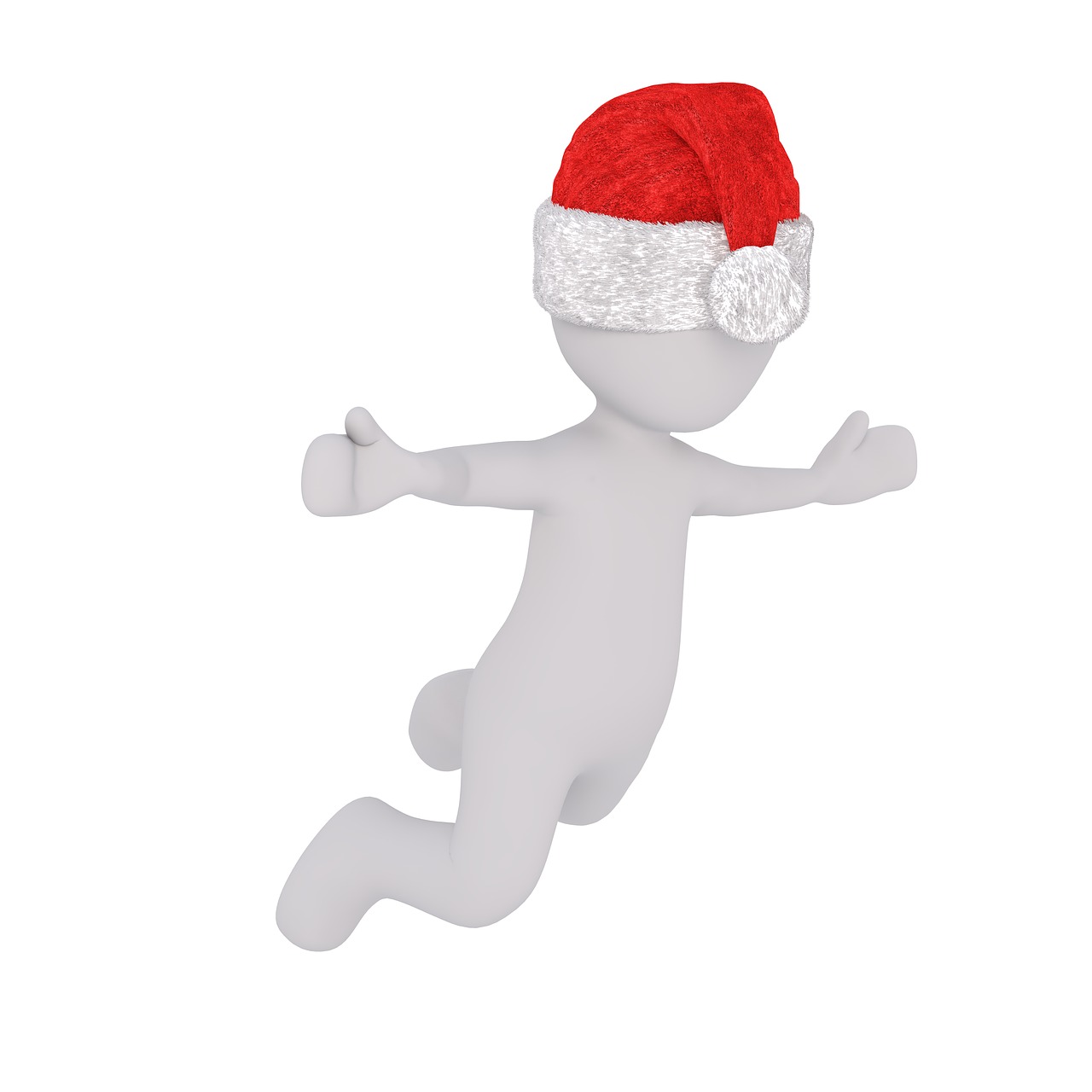 Baltas Vyriškas, 3D Modelis, Izoliuotas, 3D, Modelis, Viso Kūno, Balta, Santa Skrybėlė, Kalėdos, 3D Santa Hat