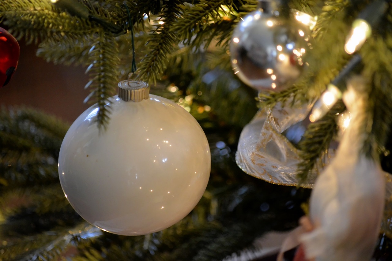 Baltas Ornamentas, Kalėdinis Kamuolys, Kalėdos, Šventė, Ornamentas, Nemokamos Nuotraukos,  Nemokama Licenzija