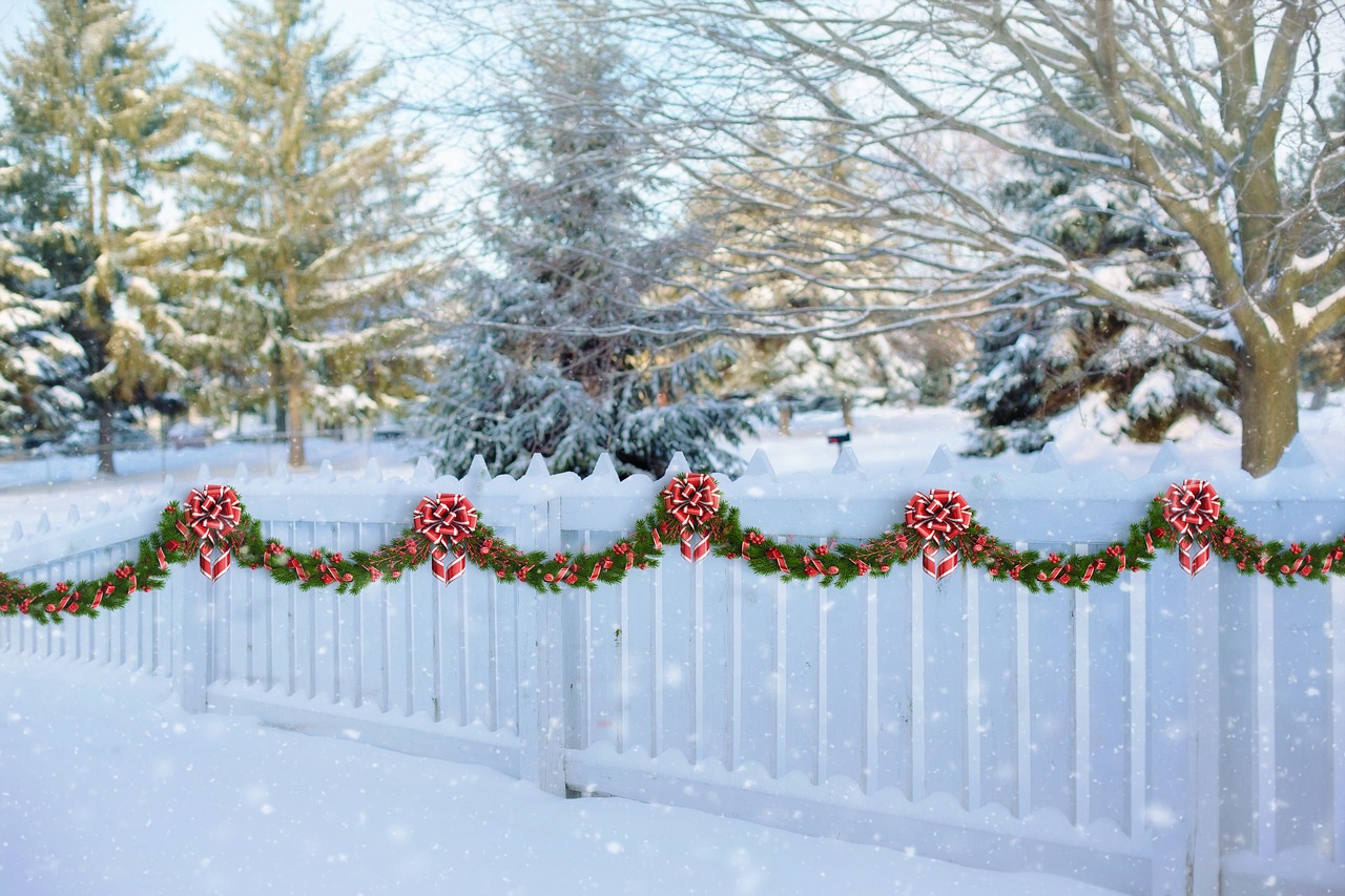 Balta Piketinė Tvora, Kalėdos, Girlianda, Tvora, Žiema, Piketas, Balta, Sniegas, Šventė, Xmas