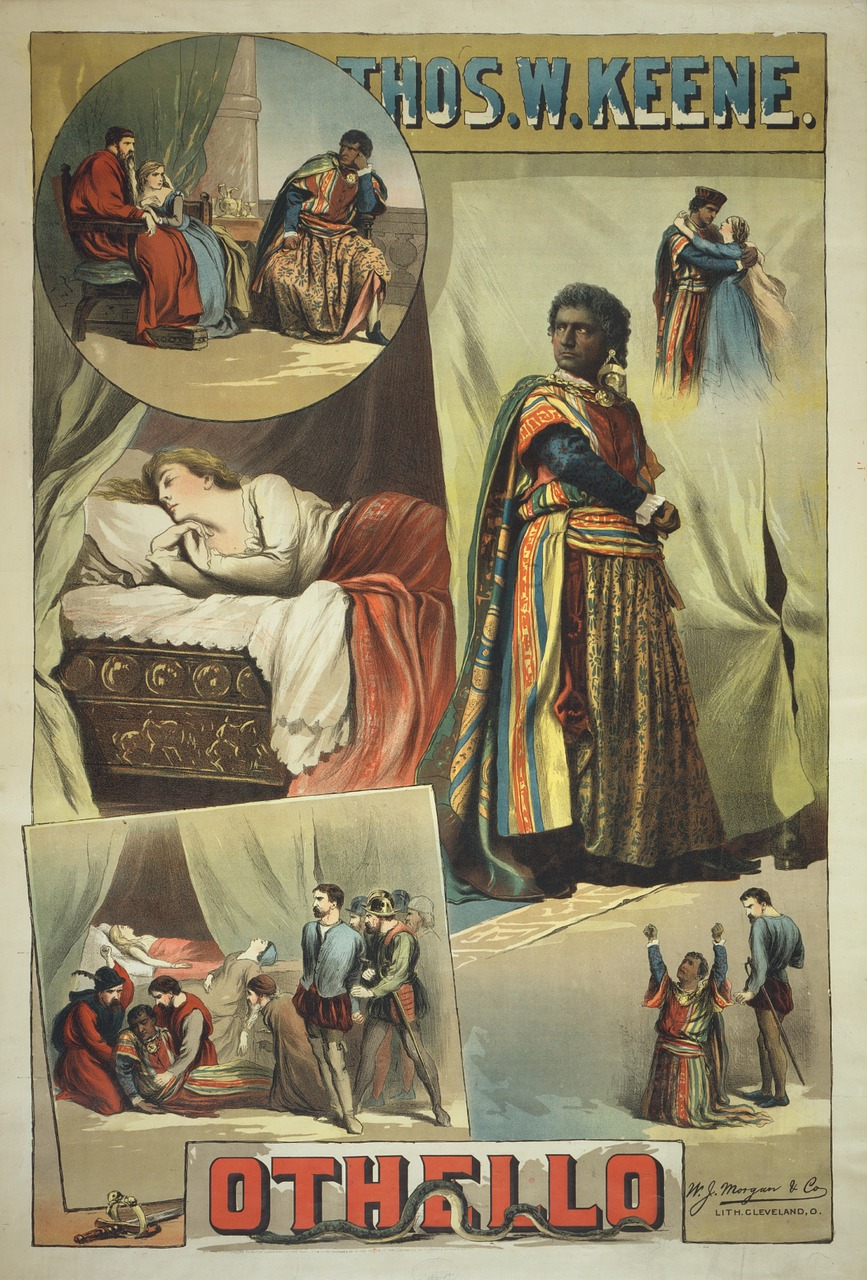 Viljamas Šekspyras, Otellas, Plakatas, 1884, Nemokamos Nuotraukos,  Nemokama Licenzija