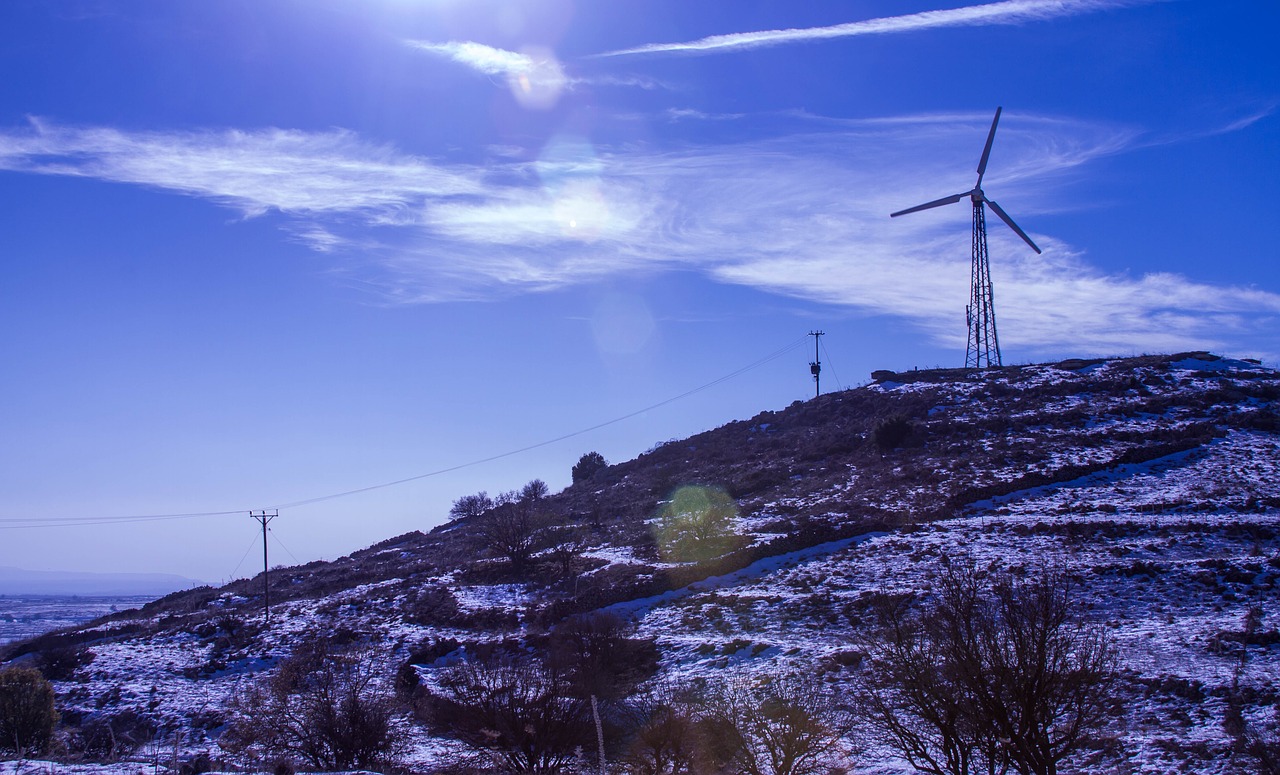 Vėjo Energija, Vėjo Turbina, Elektra, Sniegas, Energija, Galia, Balta, Elektrinis, Tiekimas, Dangus