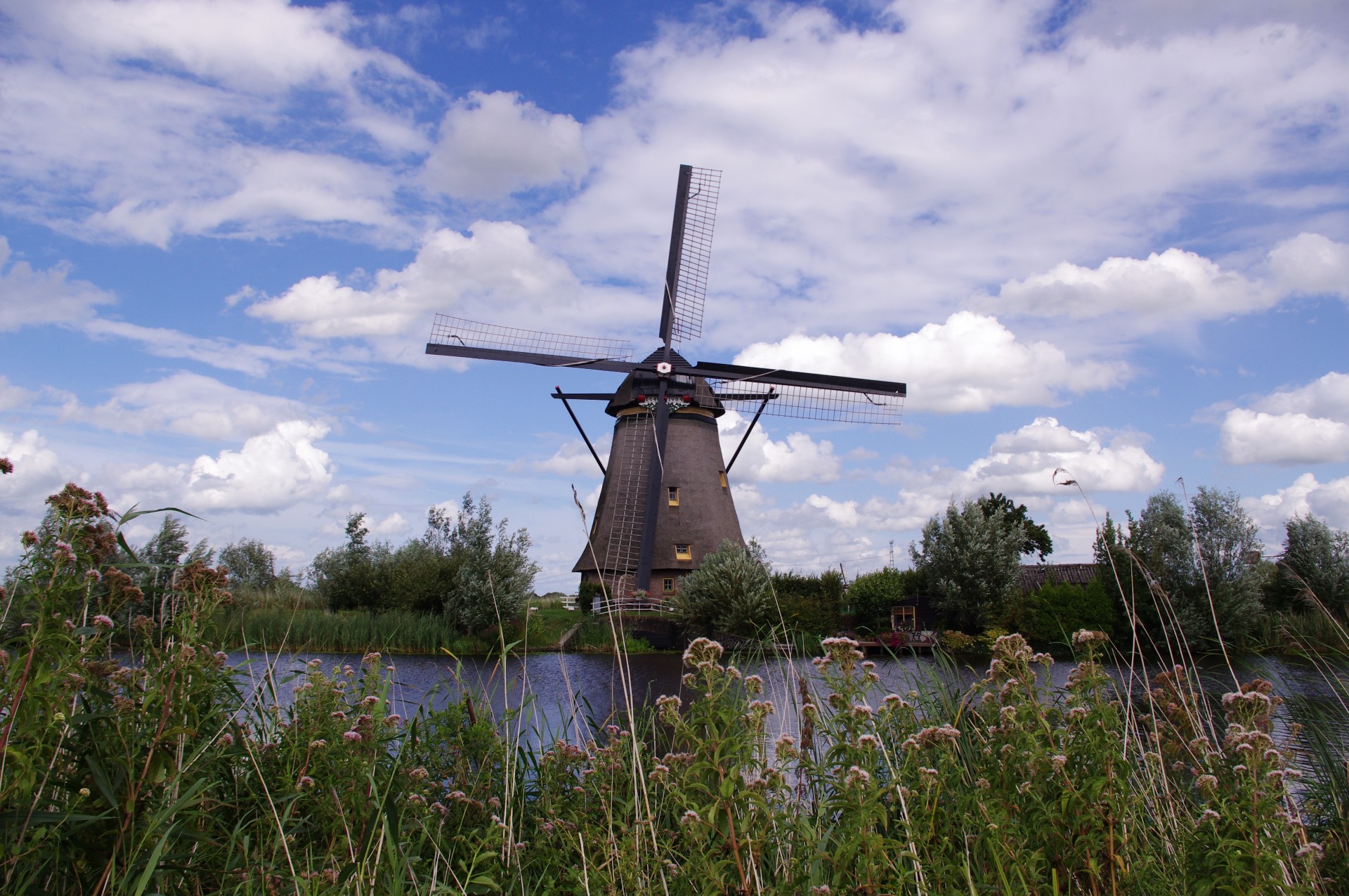 Vėjo Malūnas,  Mėlynas,  Dangus,  Vanduo,  Upė,  Vasara,  Holland,  Nyderlandai,  Europa,  Olandų