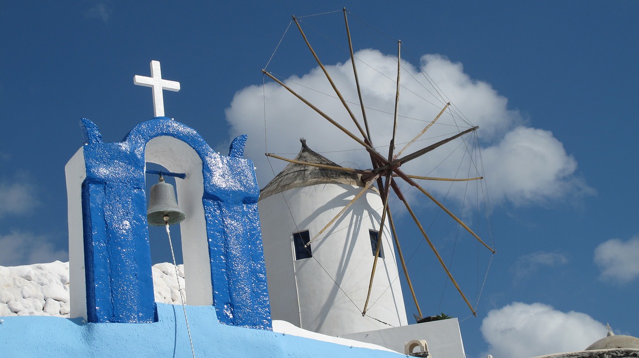Vėjo Malūnas, Santorini, Bažnyčia, Nemokamos Nuotraukos,  Nemokama Licenzija