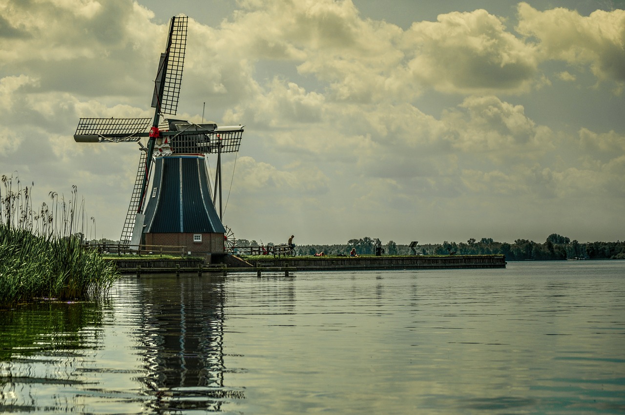 Vėjo Malūnas, Holland, Nyderlandai, Olandų, Kaimas, Kraštovaizdis, Kaimas, Žemdirbystė, Žemės Ūkio Paskirties Žemė, Atspindys