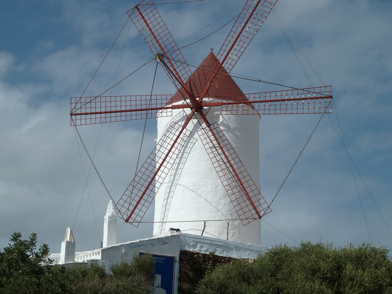 Vėjo Malūnas, Menorka, Ispanija, Balearic, Viduržemio Jūros, Dangus, Europa, Balta, Pastatas, Vasara