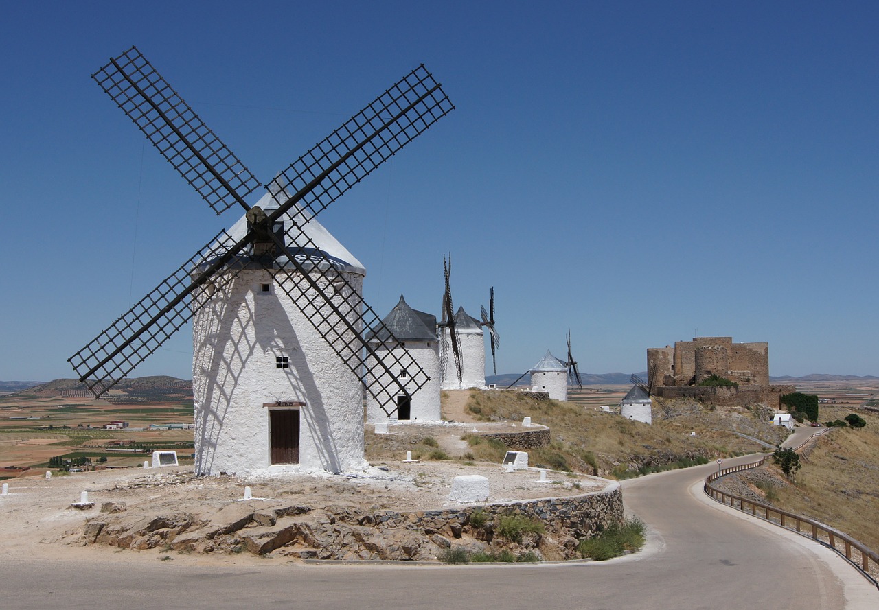 Vėjo Malūnai, Windräder, Vėjo Energija, Malūnai, La Mancha, Consuegra, Ispanija, Don Quijote, Vėjas, Nemokamos Nuotraukos