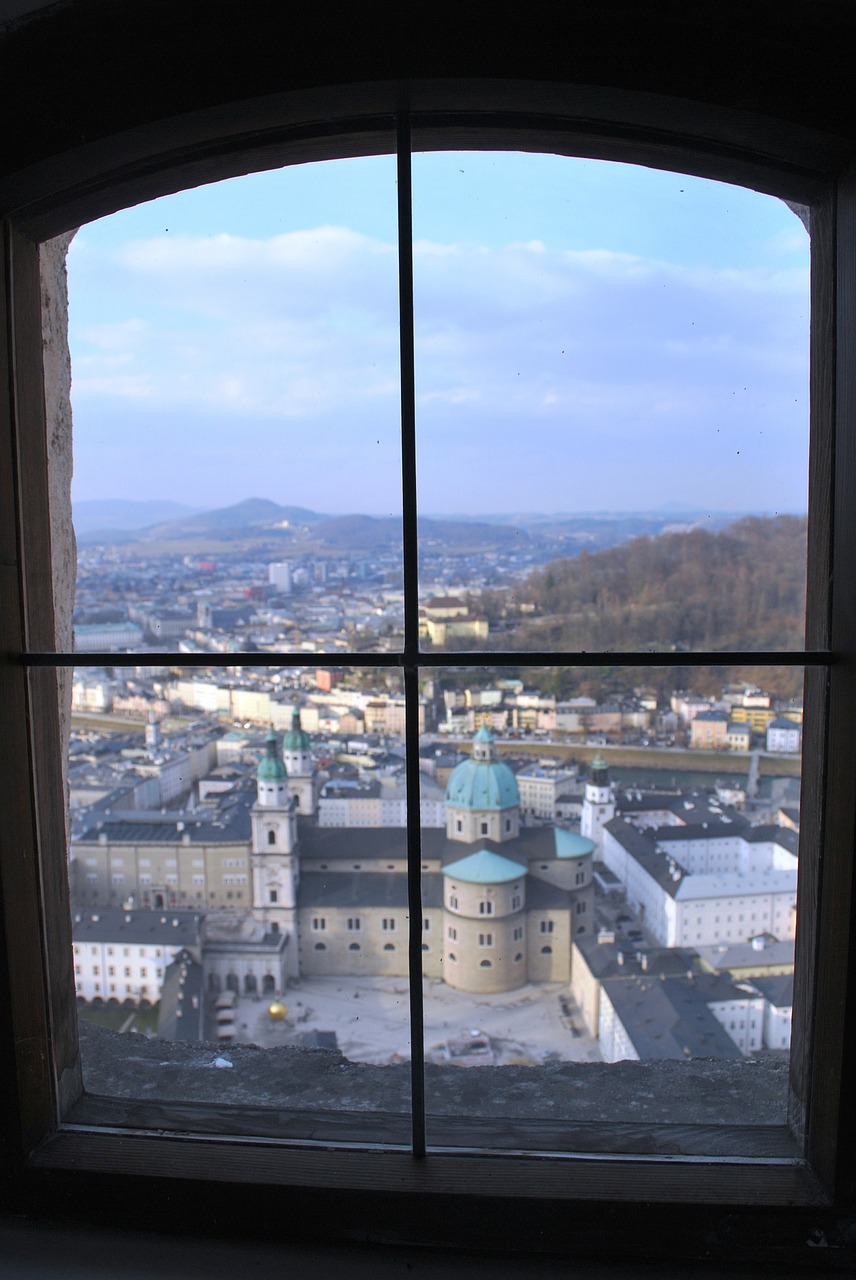 Langas, Stiklas, Salzburg, Austria, Architektūra, Panorama, Miestas, Miesto Panorama, Pastatas, Orientyras