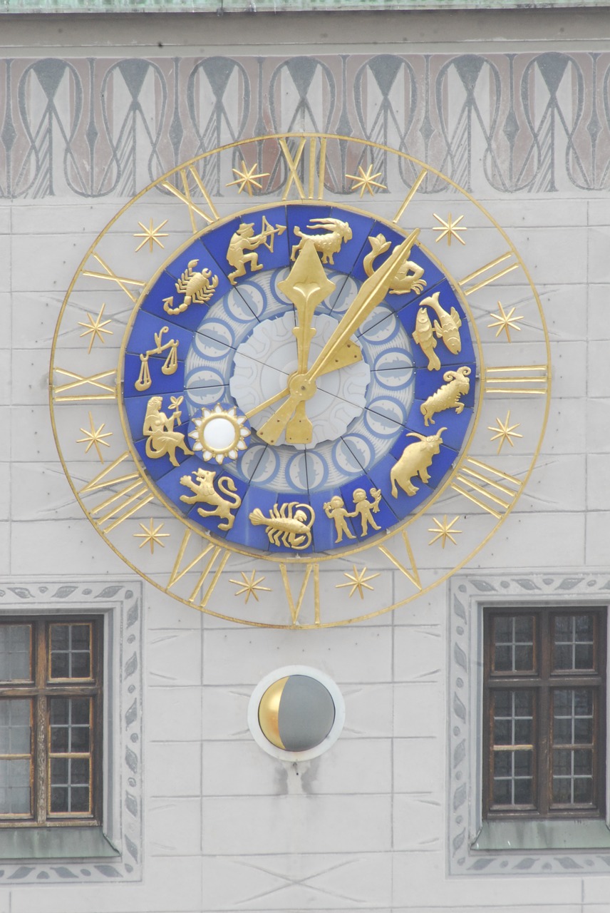 Langas,  Ornamentas,  Architektūra,  Per,  Laikrodis,  Laikas,  Zodiako Ženklas,  Auksas,  Mėlynas,  Bažnyčia