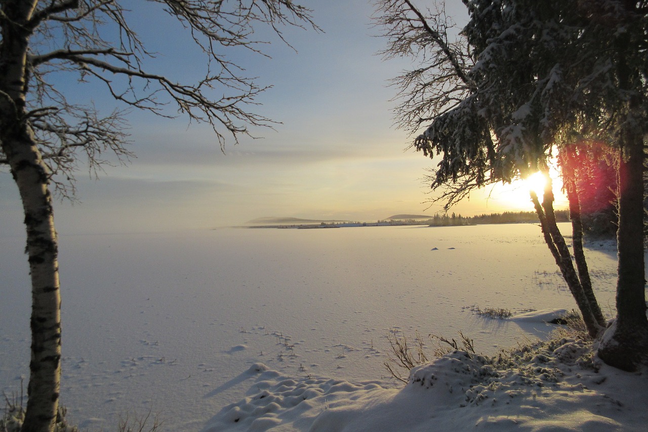 Žiema, Soutujärvi, Norrbotten, Sniegas, Saulėlydis, Peizažai, Nemokamos Nuotraukos,  Nemokama Licenzija