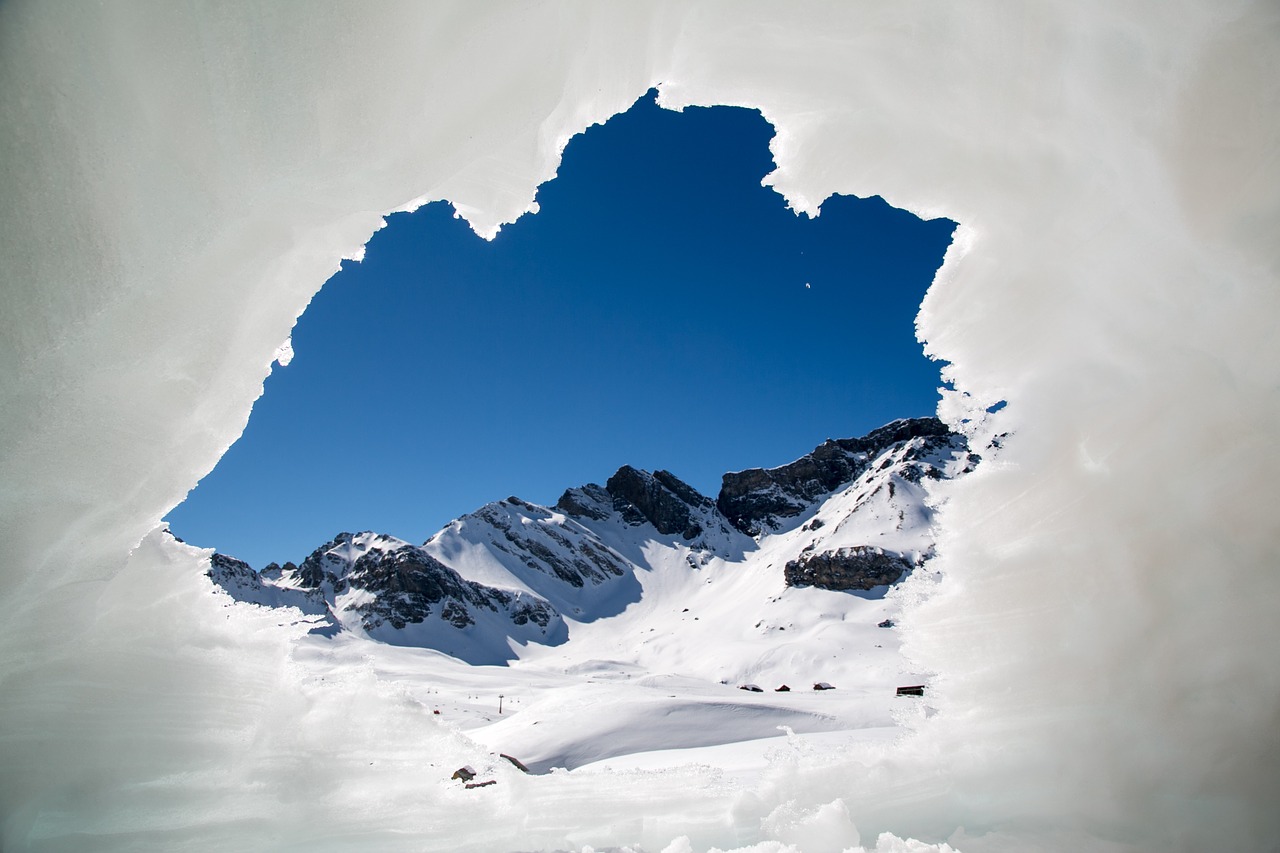 Žiema, Kalnai, Sniegas, Alpių, Ledas, Šveicarija, Melchsee-Frutt, Sniego Urvas, Kraštovaizdis, Aukšti Kalnai