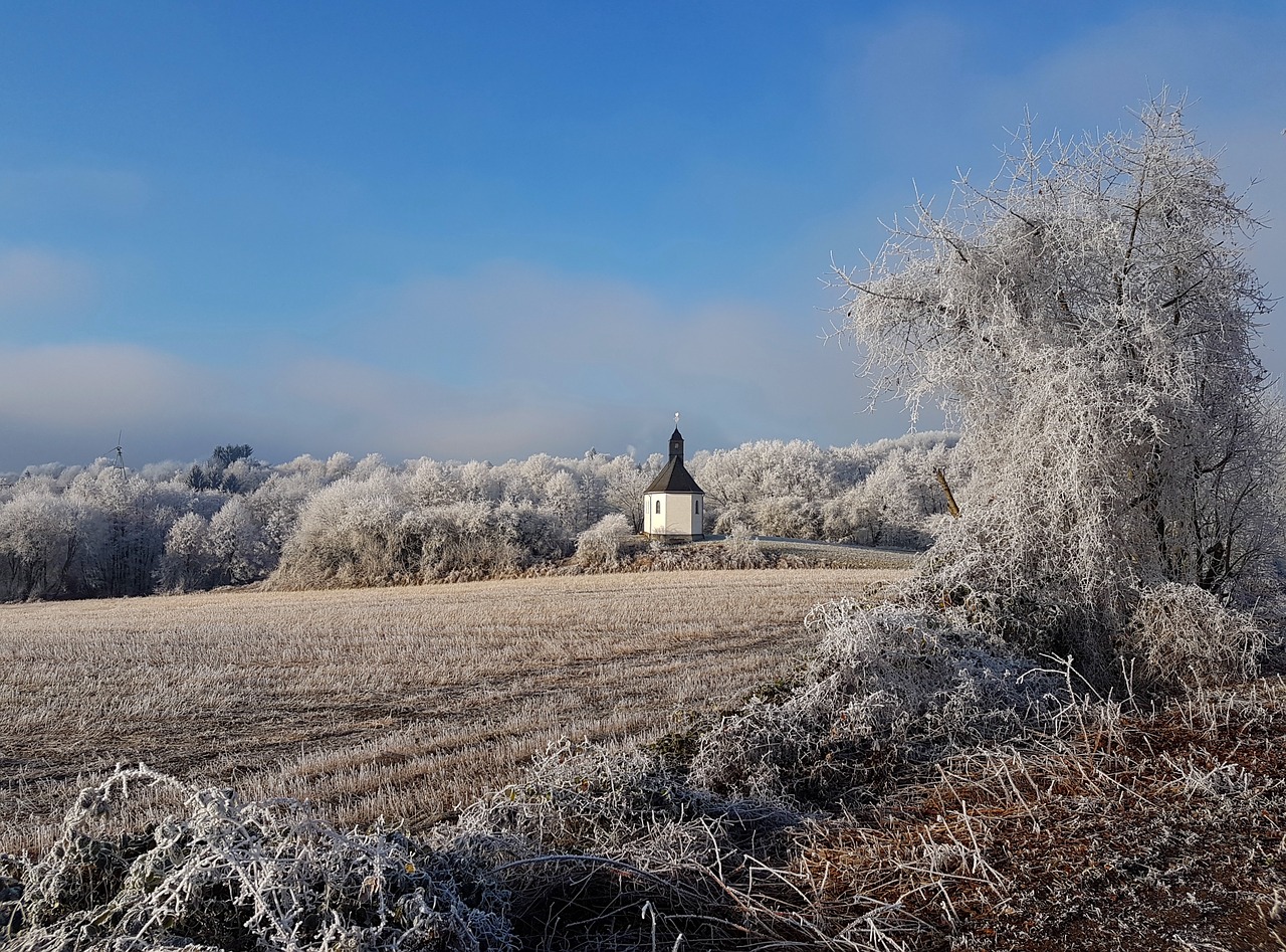 Žiema, Koplyčia, Sniegas, Žiemą, Kraštovaizdis, Bažnyčia, Snieguotas, Šaltas, Saulės Šviesa, Romantiškas