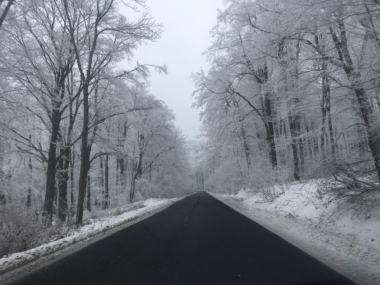 Žiema, Greitkelis, Kelio Sąlygos, Oras, Miškas, Miško Kelias, Transportas, Transporto Priemonė, Kelionė, Nemokamos Nuotraukos