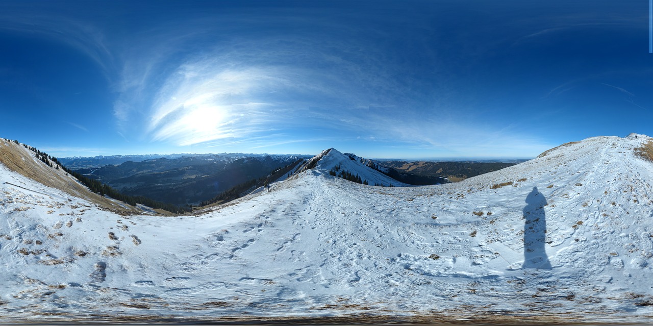 Žiema, Panorama, Kalnai, Sniegas, Allgäu, Dangus, Vaizdas, 360 Laipsnių Panorama, 360 °, Foto Sfera