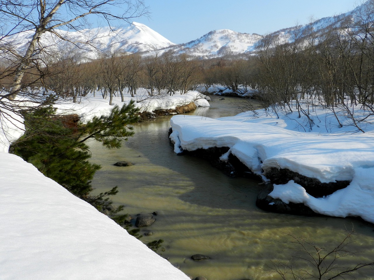 Žiema, Sniegas, Upė, Akmenys, Šaltas, Ledas, Gamta, Šaltis, Snowdrift, Dėl