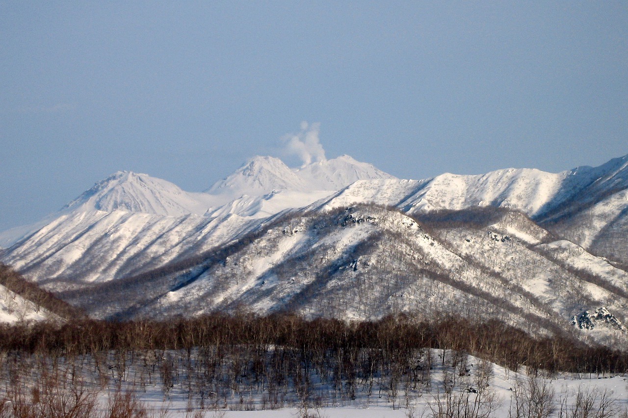 Žiema, Kalnai, Vulkanas, Išsiveržimas, Miškas, Aukštis, Sniegas, Kalnų Viršūnė, Gamta, Šlaitai