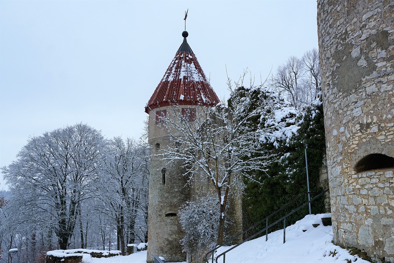 Žiemos,  Sniegas,  Architektūra,  Metai,  Gotika,  Kelionė,  Rūmai,  Medis,  Bokštas,  Senovė