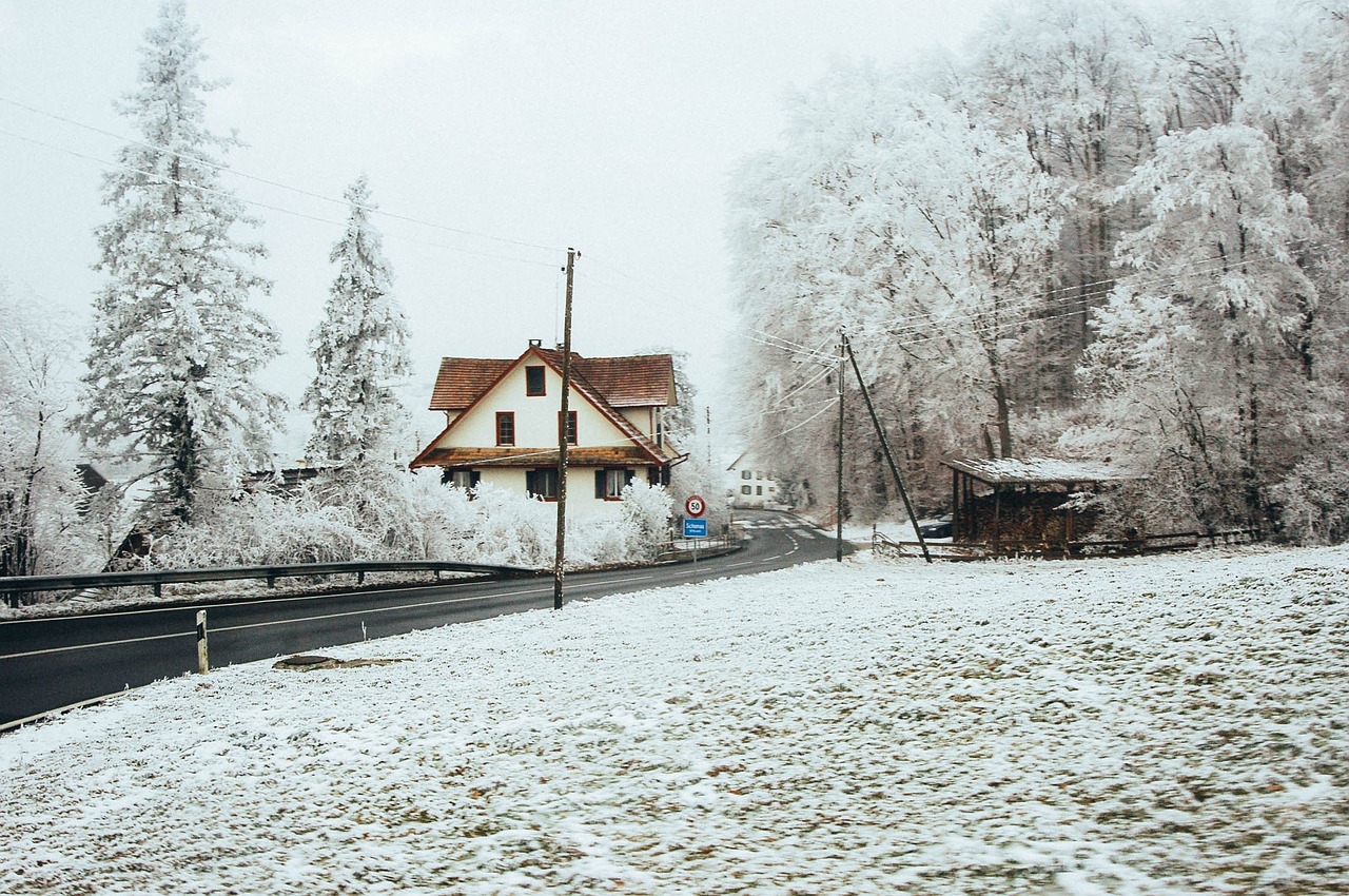 Žiema,  Kelias,  Šaltas,  Ledas,  Vairuoja,  Namai,  Ūkis,  Kraštovaizdis,  Oras,  Gamta