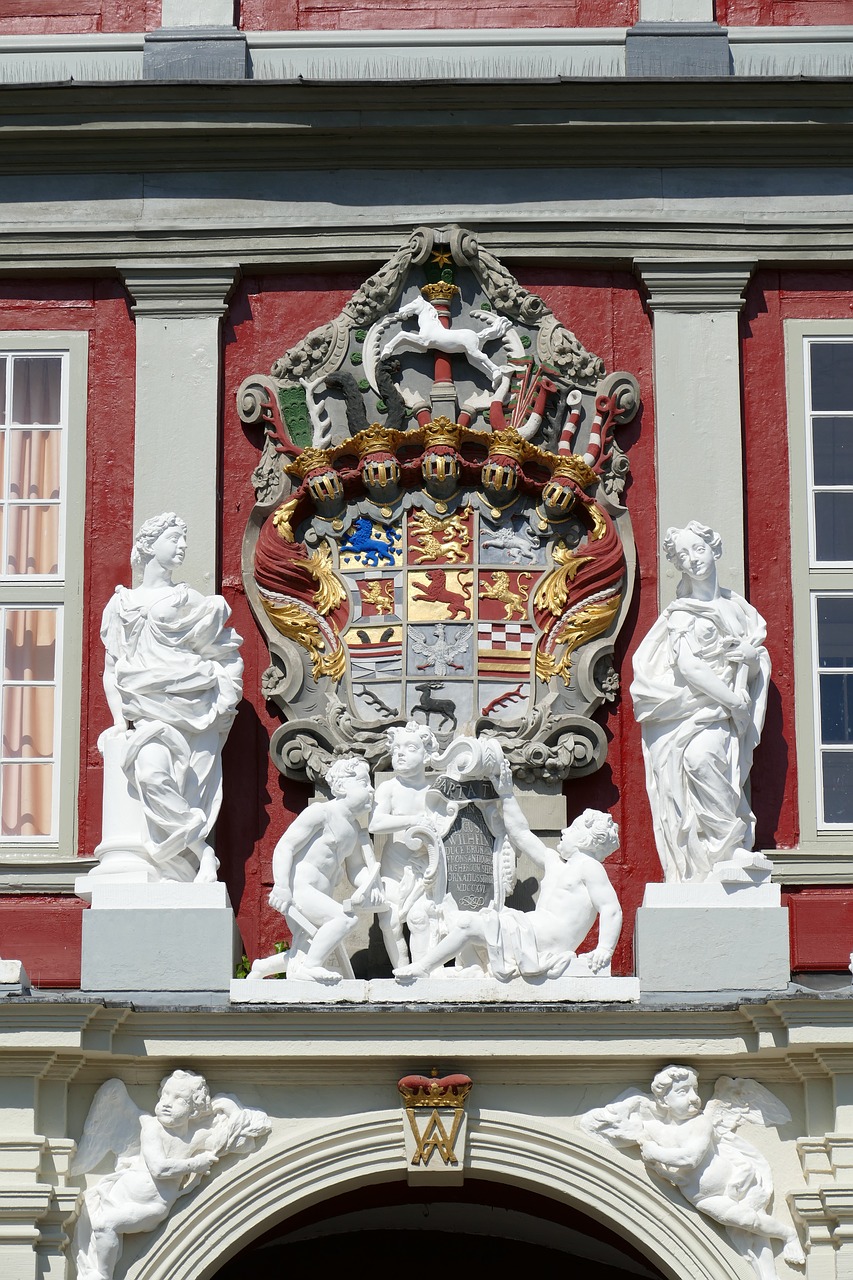 Wolfenbüttel, Pilis, Architektūra, Akmens Figūros, Pastatas, Vokietija, Žemutinė Saksonija, Statulos, Skulptūra, Herbas