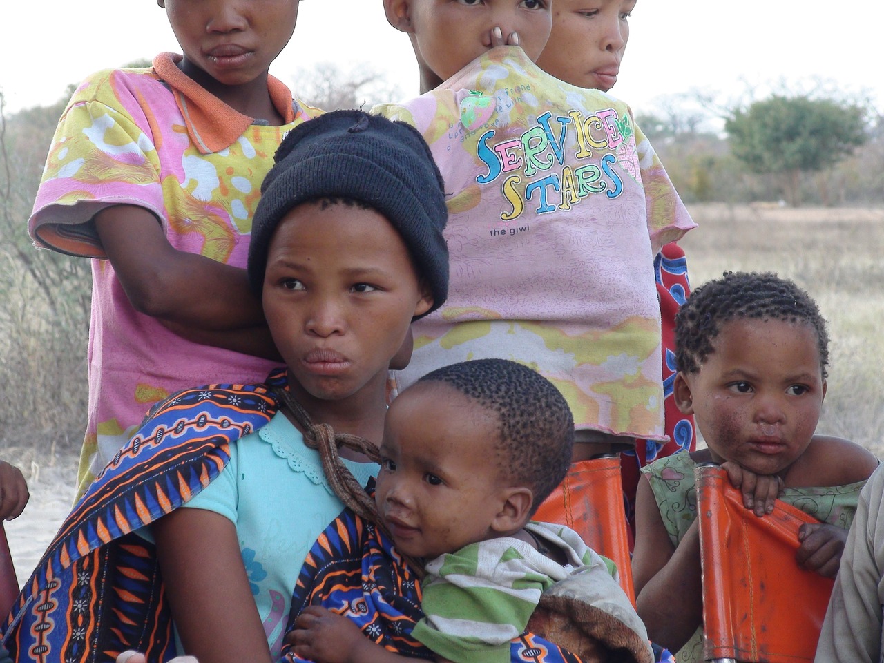 Moteris, Vaikai, Afrikiečiai, Botsvana, Pietų Afrika, San, Ai, Kalahari Dykuma, Maža Mergaitė, Berniukas