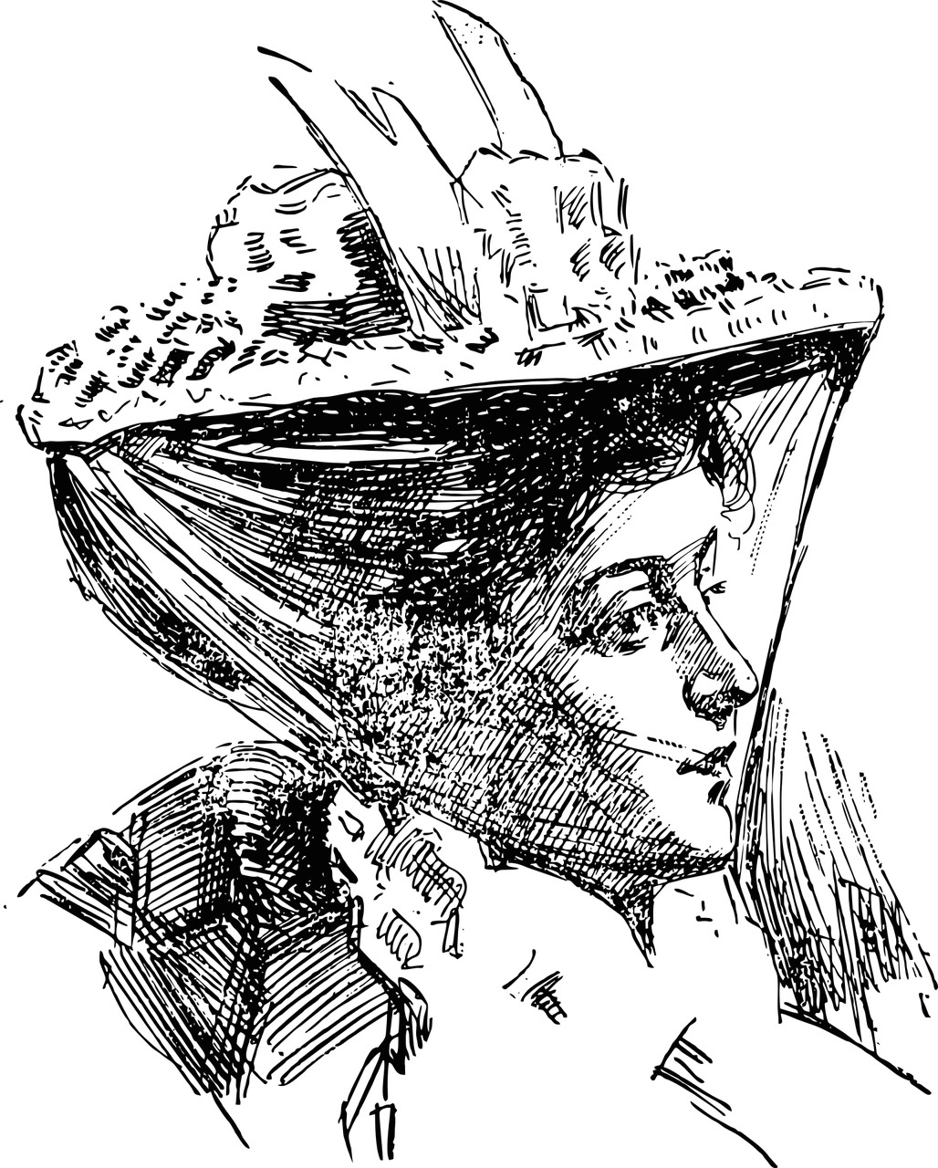 Moteris, Moters Veidas, Portretas, Veidas, Uždanga, 1890, 1800 M ., Derliaus Iliustracija, Vektorius, Laisvas Vektorius