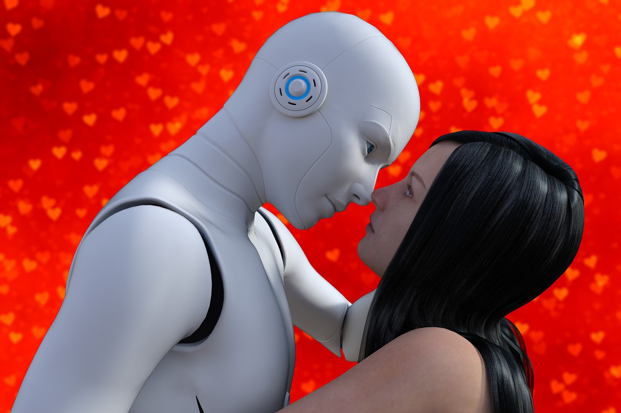 Moteris,  Robotas,  Pabučiuoti,  Meilužis,  Moteris,  Mergina,  Futuristinis,  Žmogus,  Romantika,  Androidas