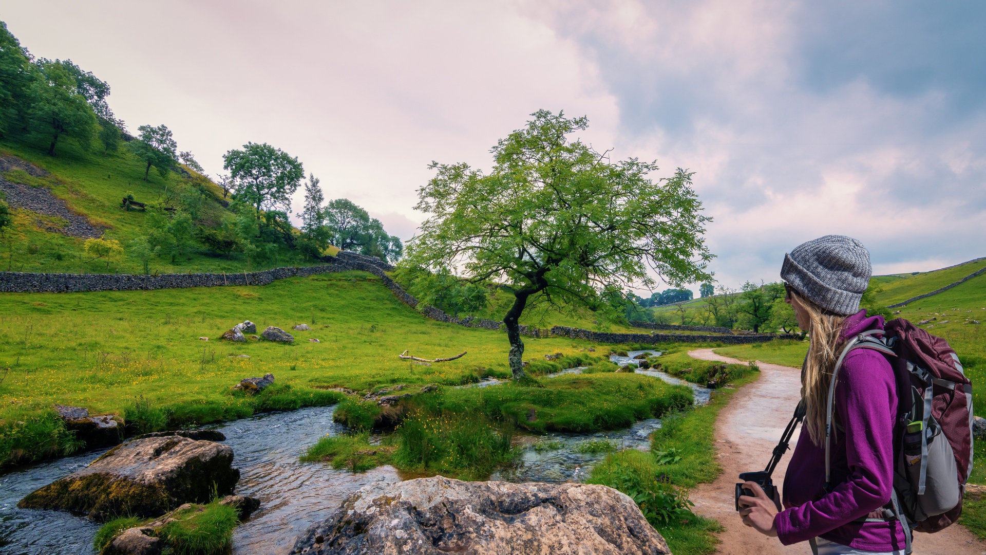 Moteris,  Fotografas,  Kaimas,  Srautas,  Upė,  Jorkšyras,  Dales,  Malham,  Anglija,  Uk