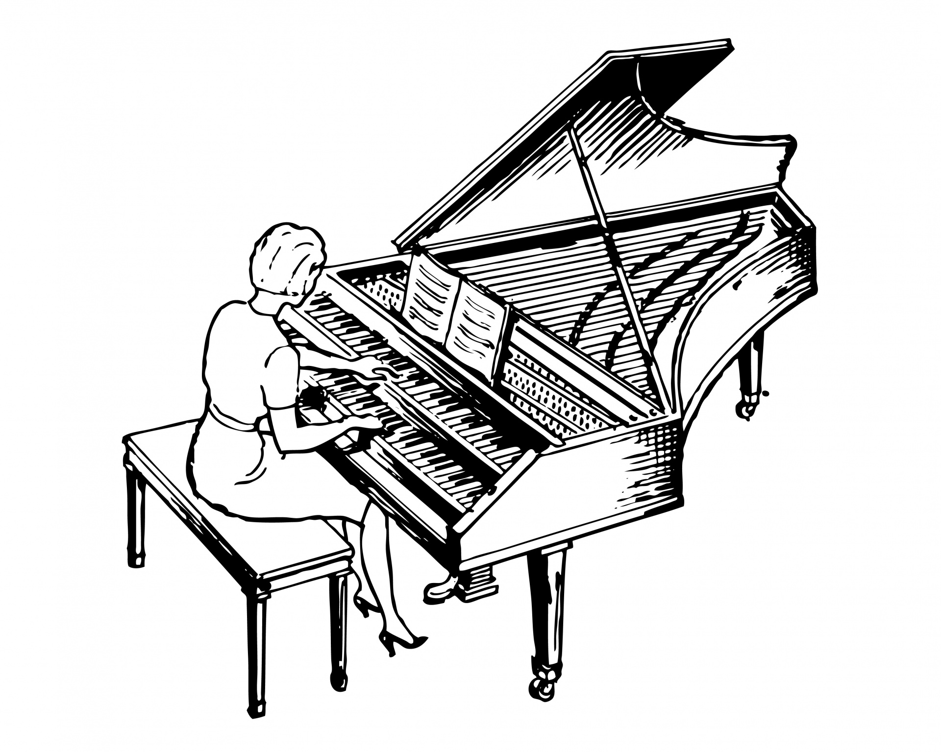 Klavesinas,  Fortepijonas,  Muzikinis & Nbsp,  Instrumentas,  Moteris,  Lady,  Mergaitė,  Moteris,  Žaisti,  Line & Nbsp