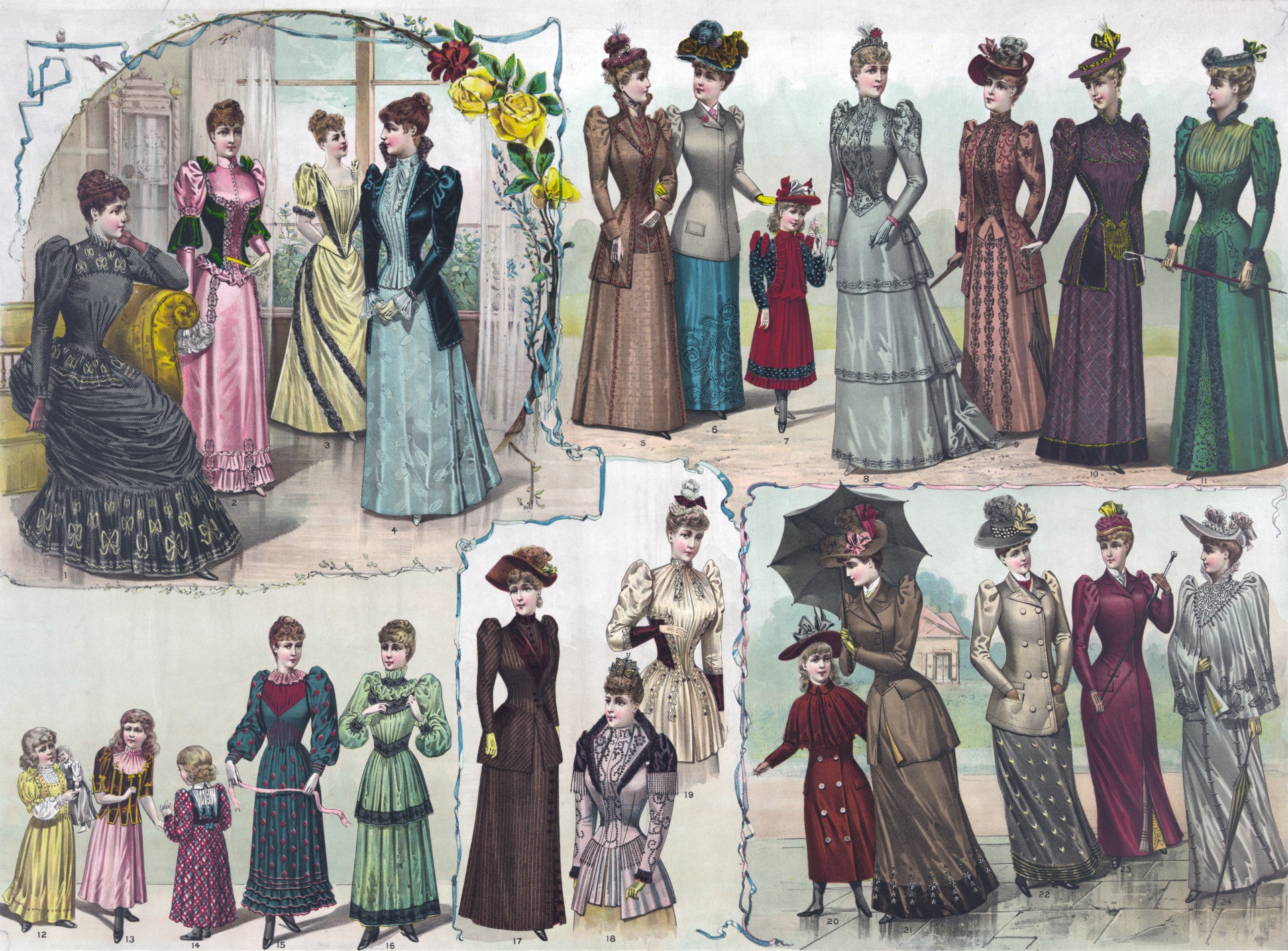 Moterys,  Moteris,  Mada,  1891,  Moterys,  Moterys,  Vaikai,  Mergaitės,  Jaunas,  Drabužiai