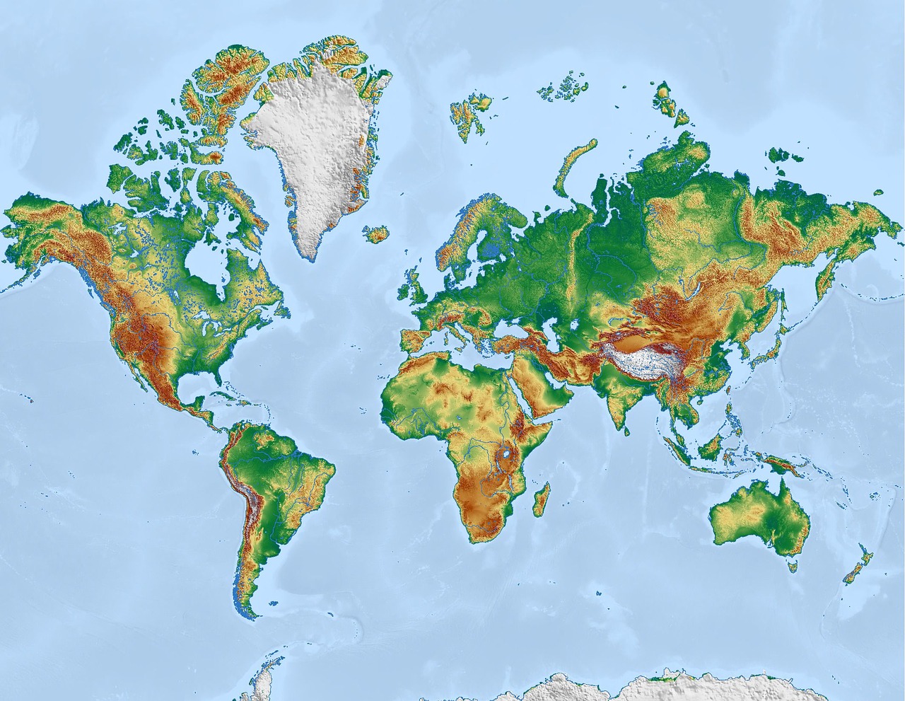 Pasaulis, Žemėlapis, Pasaulio Žemėlapis, Žemė, Mercator, Reljefo Žemėlapis, Žemynai, Mercatoriaus Projekcija, Visuotinis, Kartografija