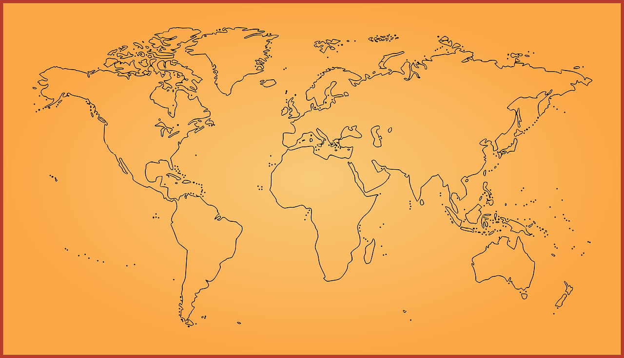 Pasaulio Žemėlapis, Oranžinė, Visuotinis, Nemokama Vektorinė Grafika, Nemokamos Nuotraukos,  Nemokama Licenzija