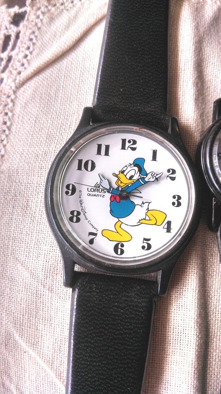 Laikrodis, Ančiukas Donaldas, Dizainas, Žiūrėti, Papuošalai, Mada, Aksesuaras, Laikrodis, Laikas, Minutė
