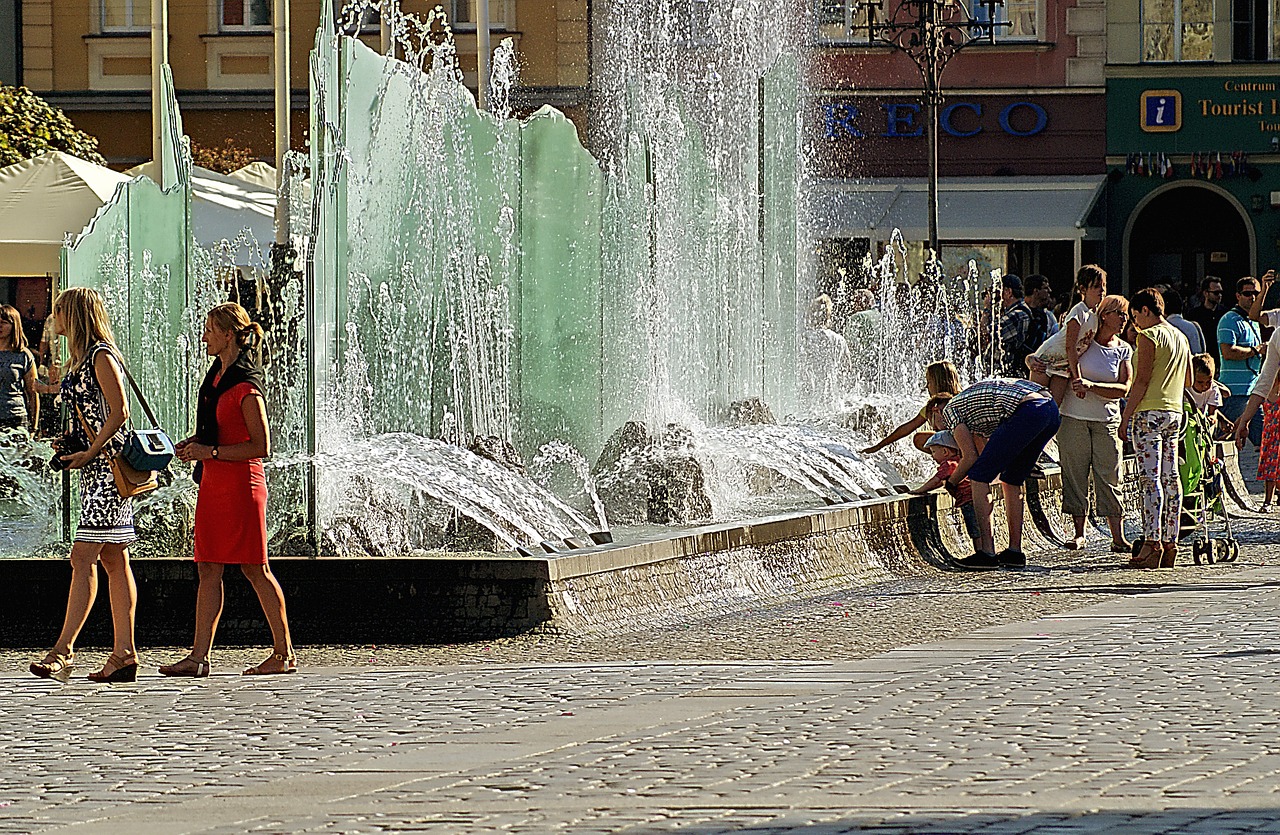 Wrocław, Fontanas, Parduotuvė, Senamiestis, Skulptūra, Architektūra, Vroclavo Fontanas, Vanduo, Tekantis Vanduo, Senamiestis